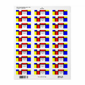 Modernisme Red Blue White Abstract Etiket (Full Sheet)