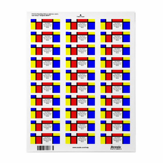 Modernisme Red Blue White Abstract Etiket (Full Sheet)