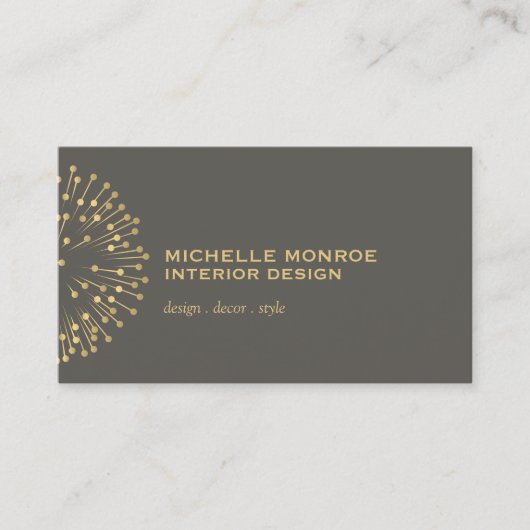Modernist Starburst Interieur Designer Grijs Visitekaartje (Voorkant)