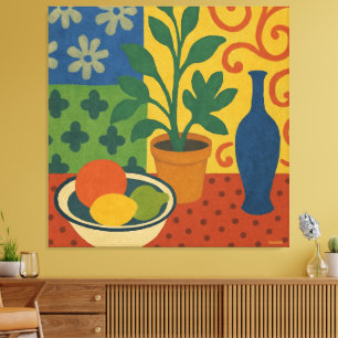 Modernistisch stilleven met fruitschilderkunst canvas afdruk