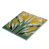 Modernistische Art Nouveau gele tulpenbloemen Tegeltje (Zijkant)
