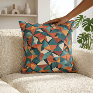 Modernistische Facetten Prism Oranje Teal Kussen