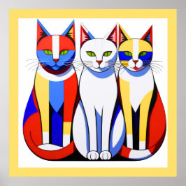 Modernistische katten Levendige Tri-Color Katten W Poster