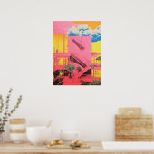 Modernistische stappen: de roze architecturale vis poster (Keuken)