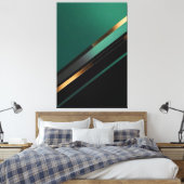 Moderniteit in groen en goud canvas afdruk (Insitu (Slaapkamer))