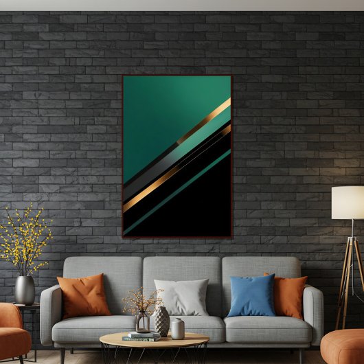 Moderniteit in groen en goud canvas afdruk