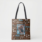 ModernPersonalized Foto Names Brown Blue Dog Tote Bag (Voorkant)