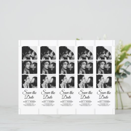 ModernPhoto Booth 2x7" Save the Date Wedding Strip (Staand voorkant)