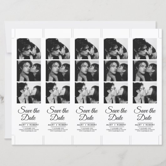 ModernPhoto Booth 2x7" Save the Date Wedding Strip (Voorkant)