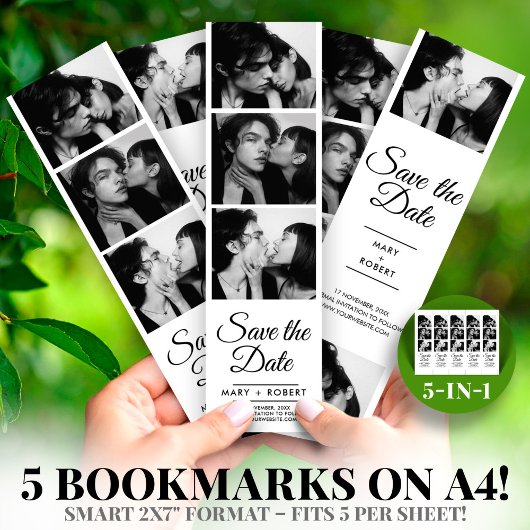 ModernPhoto Booth 2x7" Save the Date Wedding Strip