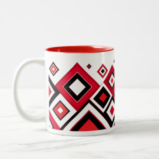 ModernRetro Diamonds Red-Black Tweekleurige Koffiemok