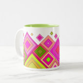 ModernRetro Diamonds Roze Tweekleurige Koffiemok (Voorkant links)