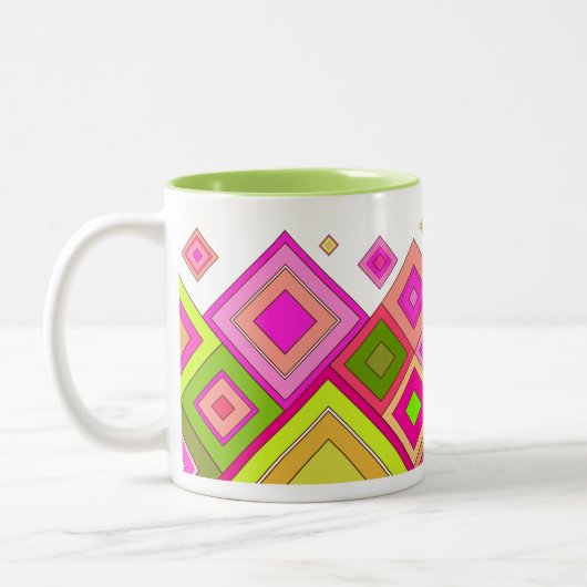 ModernRetro Diamonds Roze Tweekleurige Koffiemok (Links)