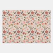 ModernRoze bladeren bloemen botanisch patroon Inpakpapier Vel (Voorkant 3)
