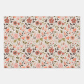 ModernRoze bladeren bloemen botanisch patroon Inpakpapier Vel (Voorkant 2)