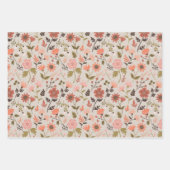 ModernRoze bladeren bloemen botanisch patroon Inpakpapier Vel (Voorkant)