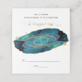 ModernTeal Waterverf Gold Agate Geode Wedding Plaatskaartje (Buitenkant ongevouwen)