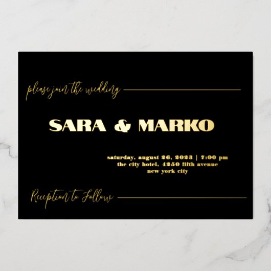 ModernTypografie | Minimale bruiloft Folie Uitnodiging (Voorkant)