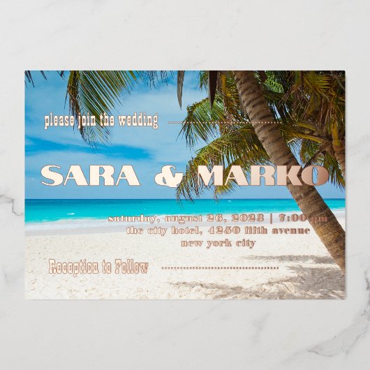 ModernTypografie | Minimale bruiloft Folie Uitnodiging (Voorkant)