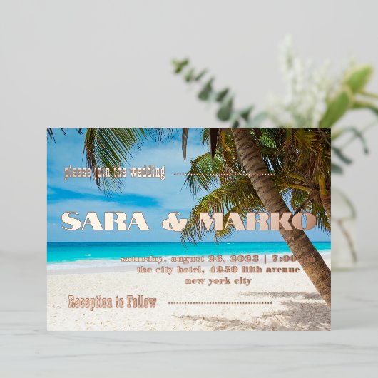 ModernTypografie | Minimale bruiloft Folie Uitnodiging (Staand Voorkant)