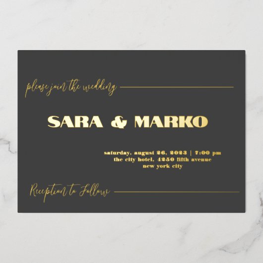 ModernTypografie | Minimale bruiloft Folie Uitnodiging (Voorkant)