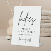 ModernWomen Wedding Bathroom Basket Sign Reclamebord Met Voetstuk