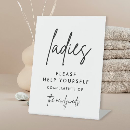 ModernWomen Wedding Bathroom Basket Sign Reclamebord Met Voetstuk