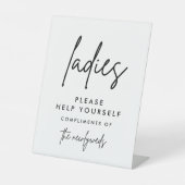 ModernWomen Wedding Bathroom Basket Sign Reclamebord Met Voetstuk (Voorkant)