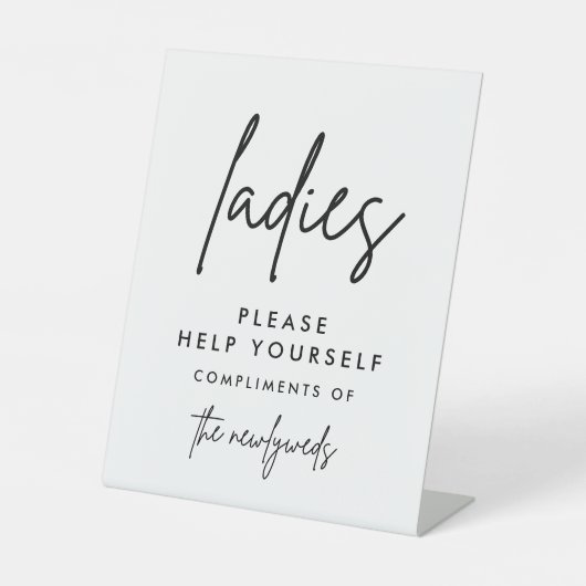 ModernWomen Wedding Bathroom Basket Sign Reclamebord Met Voetstuk (Voorkant)