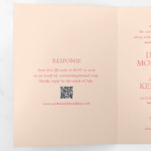 Moderrn Peach QR Code Elegante Trouw Drieluik Uitnodiging (Binnenzijde eerst)