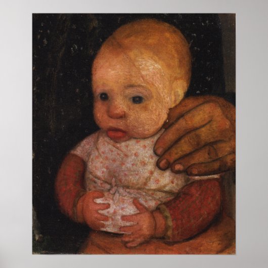 Modersohn-Becker - Baby met haar moeders hand Poster (Voorkant)