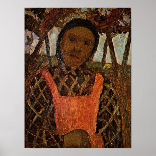 Modersohn-Becker - Boerenkind Met Roze Schort Poster (Voorkant)