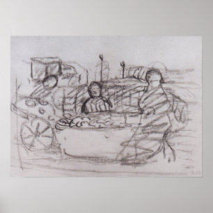 Modersohn-Becker - Drie vrouwen in een marktkraam Poster