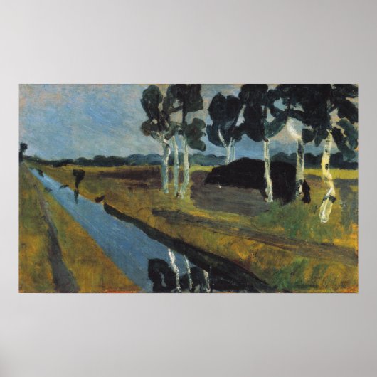 Modersohn-Becker - Grijs Landschap Moeras Kanaal Poster (Voorkant)