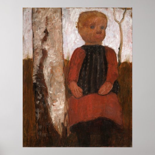 Modersohn-Becker - Kind in rode jurk 1905 Poster (Voorkant)