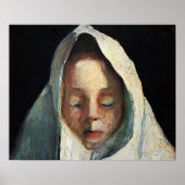 Modersohn-Becker - Kinderhoofd met een witte doek Poster (Voorkant)