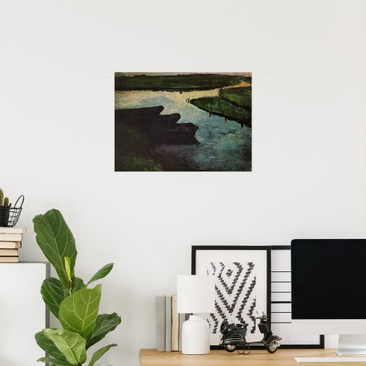 Modersohn-Becker - Marsh Channel met turfbarrières Poster (Thuiskantoor)