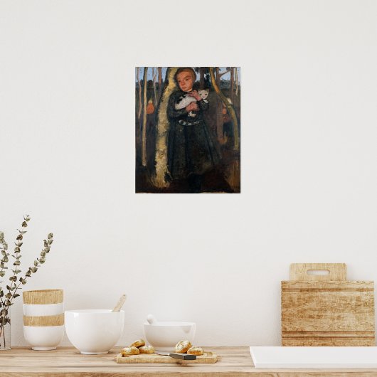 Modersohn-Becker - Meisje in het vogelbos Poster (Keuken)