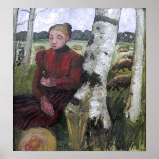 Modersohn-Becker - Meisjes Bij De Berk, Kudde Poster (Voorkant)