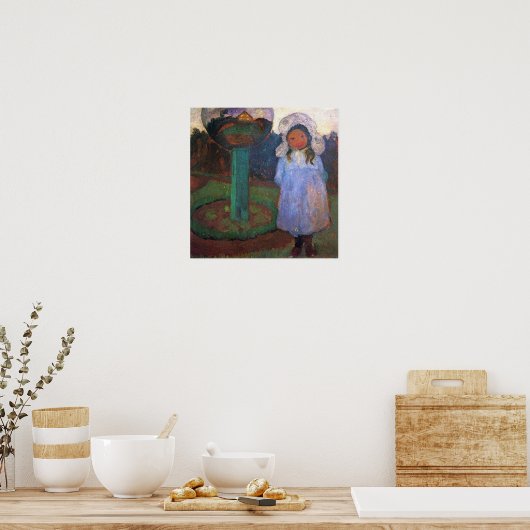 Modersohn-Becker - meisjes in de tuin met glas Poster (Keuken)
