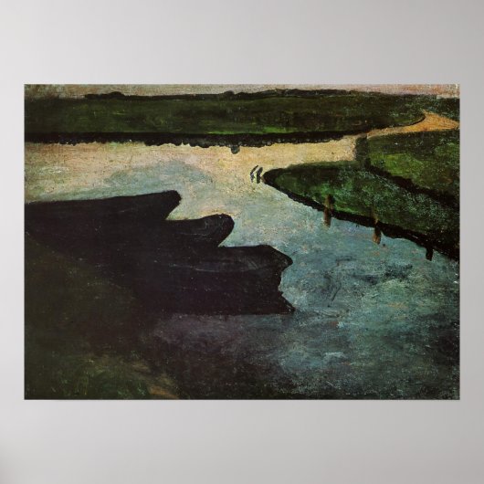 Modersohn-Becker - Moerasgeul met veenboten Poster (Voorkant)
