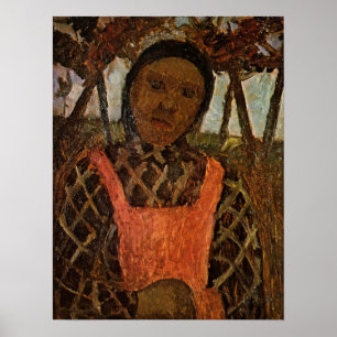Modersohn-Becker - Peasant kind met roze Schort Poster