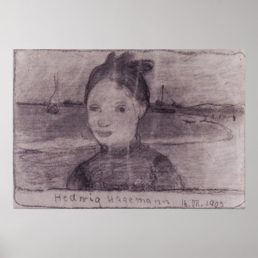 Modersohn-Becker - Portret van Hedwig Hagemann Poster (Voorkant)