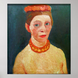 Modersohn-Becker - Zelfportret met rood Poster