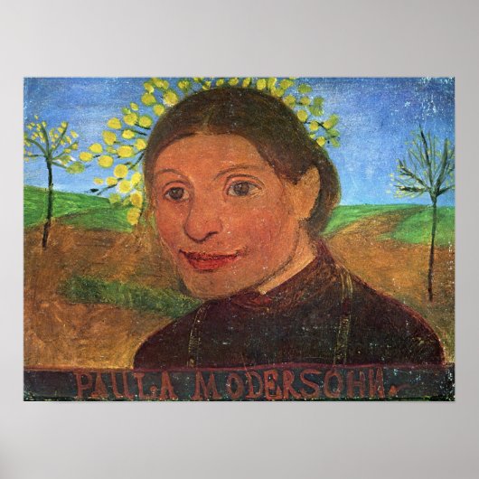 Modersohn-Becker - Zelfportret, voor bloemen Poster (Voorkant)