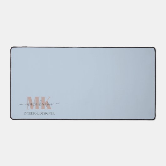 Modert Mocha Mousse Monogram Dusty Blue Bureaumat (Voorkant)