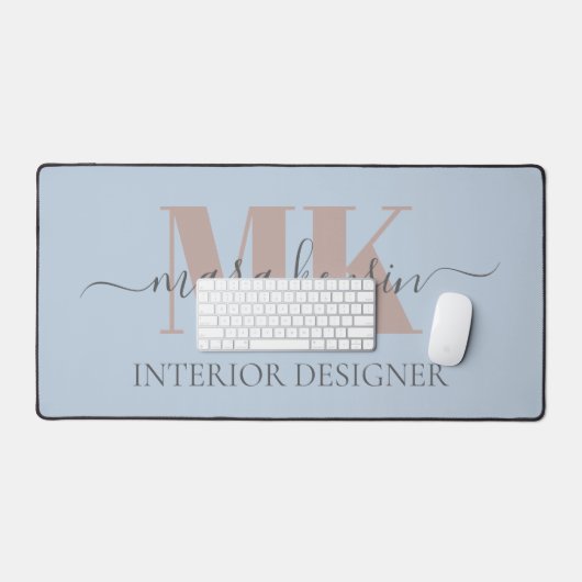 Modert Mocha Mousse Monogram Dusty Blue Bureaumat (Keyboard & Muis)