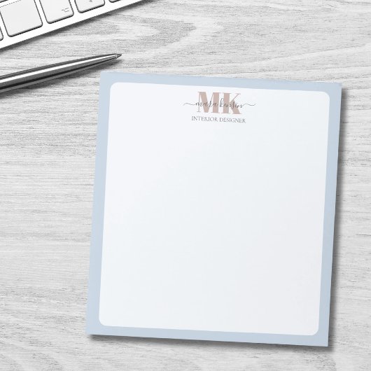 Modert Mocha Mousse Monogram Dusty Blue Notitieblok