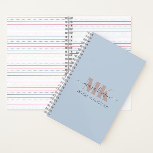 Modert Mocha Mousse Monogram Dusty Blue Notitieboek (Binnen)