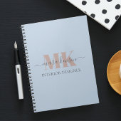 Modert Mocha Mousse Monogram Dusty Blue Notitieboek